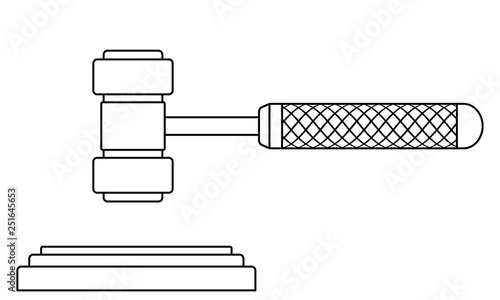 Judge gavel contour illustration