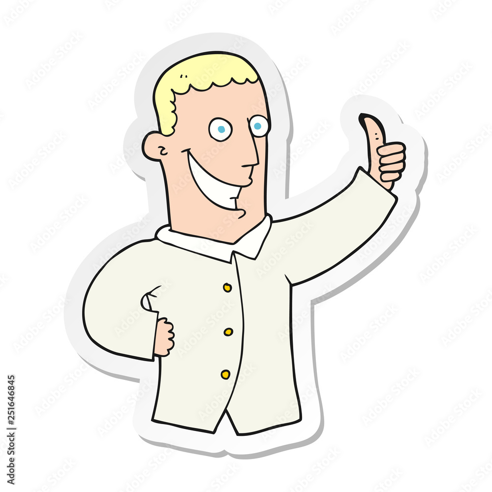 sticker of a cartoon man giving approval sticker of a cartoon man giving approval