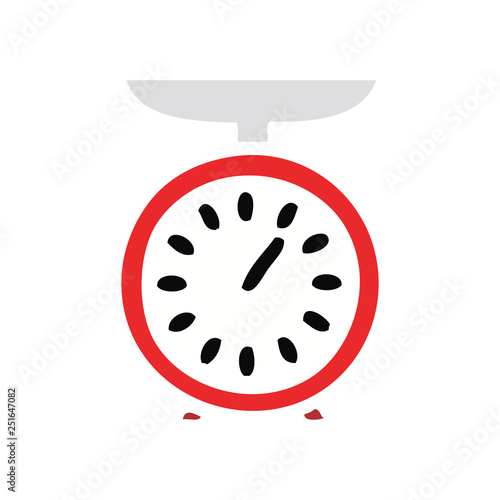 flat color retro cartoon weighing scale