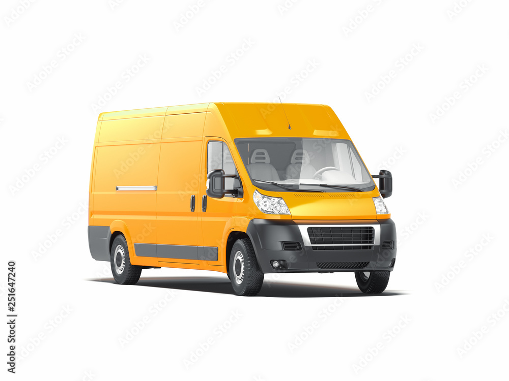Yellow realistic blank truck on white background. 3d rendering. Yellow realistic blank truck on white background. 3d rendering.