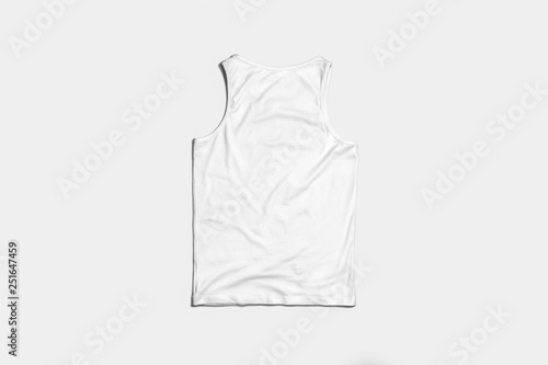Blank White Tank Top Shirt Mock-up on white background, front side view. High resolution photo.