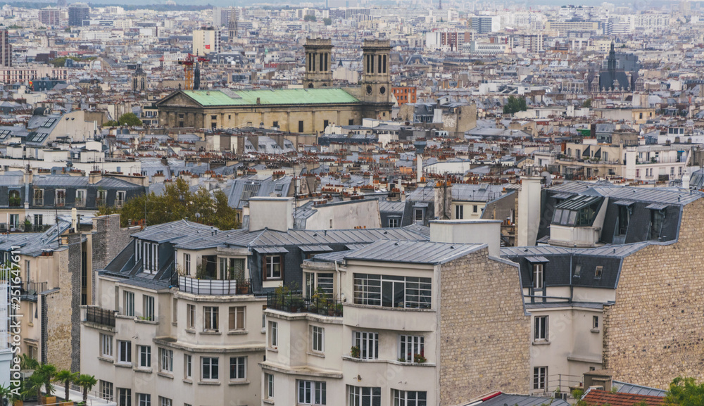 PARIS, FRANCE - 02 OCTOBER 2018: View on Paris from top of the Montmartre hill