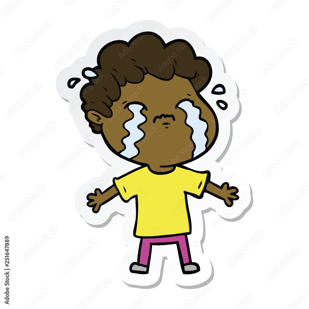 sticker of a cartoon man crying sticker of a cartoon man crying