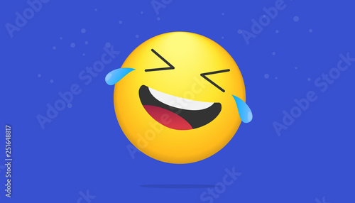 Laughing bright emoticon vector concept illustration of smiling emoji icon for chat, messengers and networks