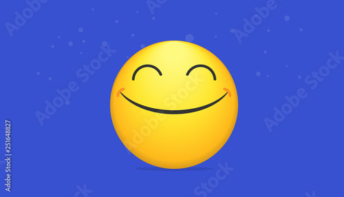 Smiling bright emoticon vector concept illustration of smiling emoji icon for chat, messengers and networks