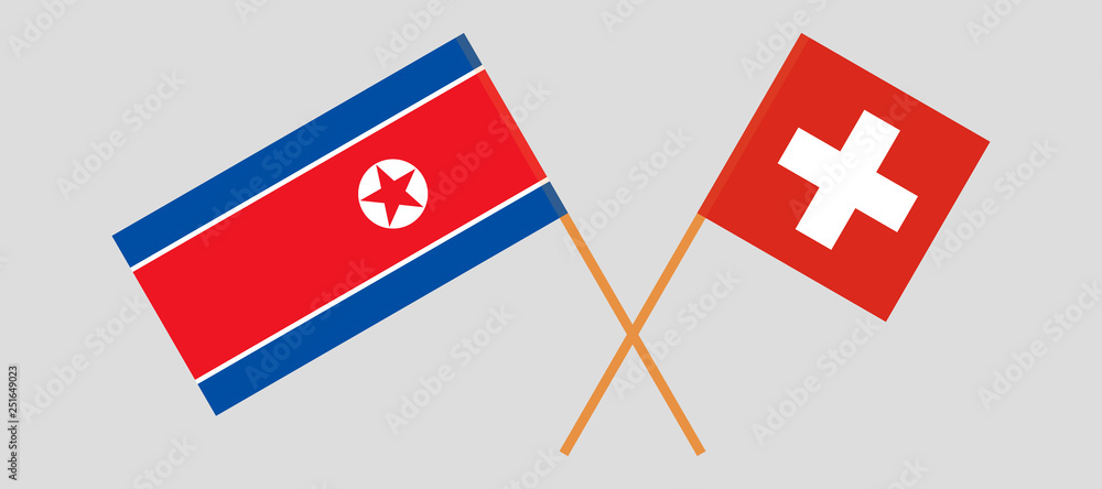 North Korea and Switzerland. The Korean and Swiss flags. Official colors. Correct proportion. Vector