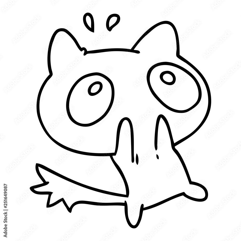 Fototapeta premium line drawing kawaii of a shocked cat