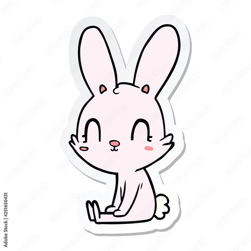 sticker of a cute cartoon rabbit sitting sticker of a cute cartoon rabbit sitting