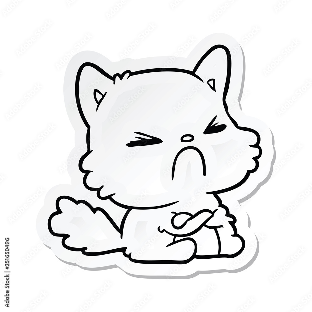 Fototapeta premium sticker of a cartoon angry cat