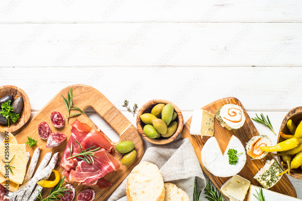 Antipasto delicatessen - meat, cheese and olives.