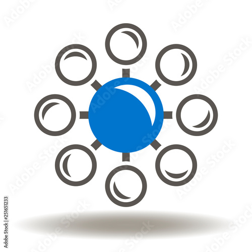 Variety options business icon vector. Circle atom round structure illustration. Multi channel logo. Balancing symbol.