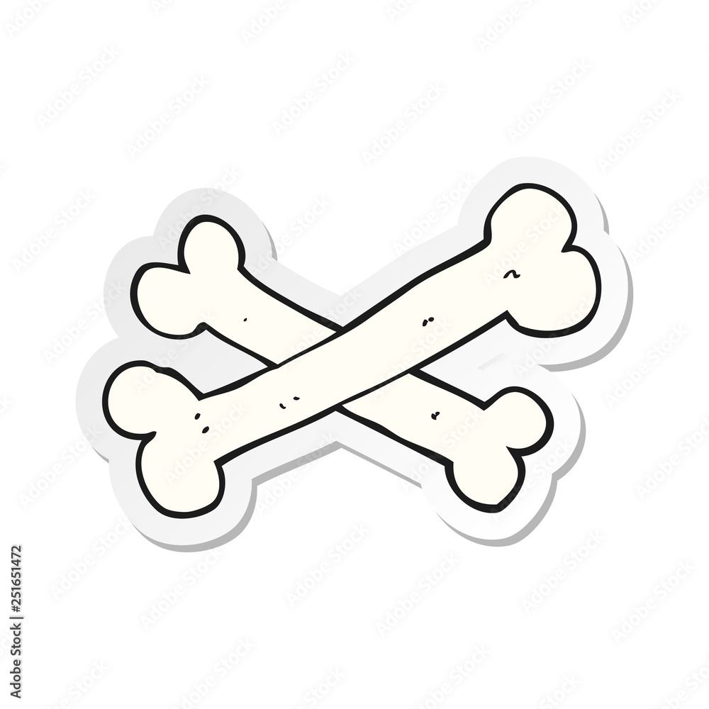 sticker of a cartoon bones