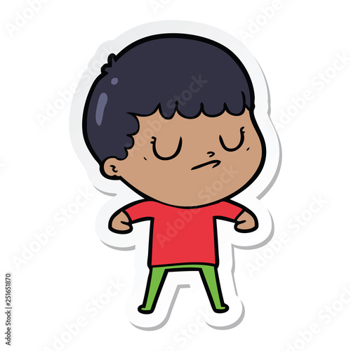 sticker of a cartoon grumpy boy