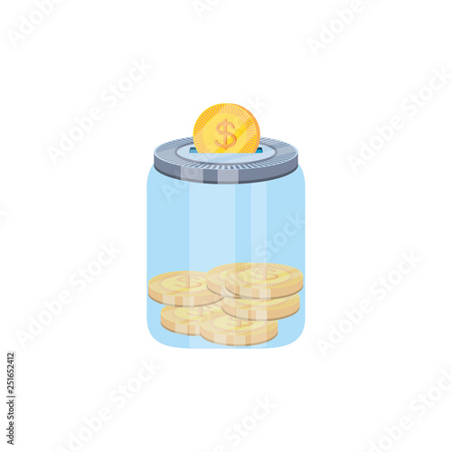 saving jar with money coins