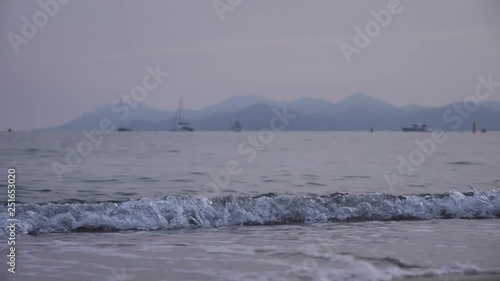 CANNES BEACH WAVES SLOWMOTION SUNSET 