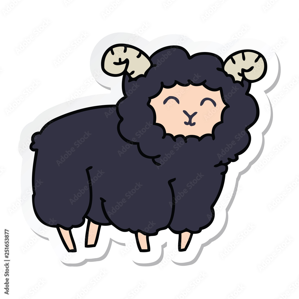 sticker of a quirky hand drawn cartoon ram sticker of a quirky hand drawn cartoon ram