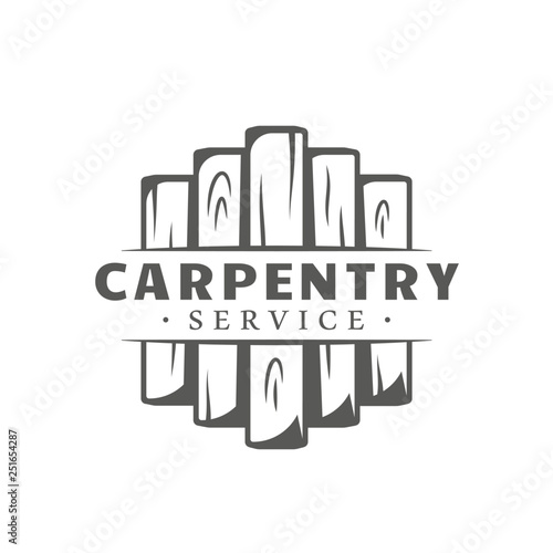 Wood board. Modern carpentry label