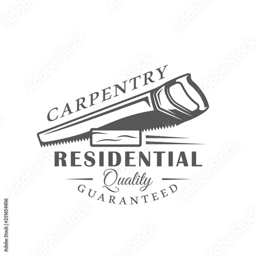 Handsaw. Modern carpentry label