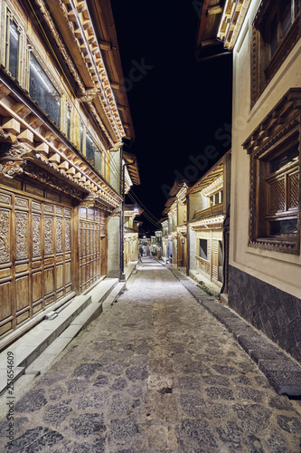 Empty street of Shangri La Old Town at night  China.