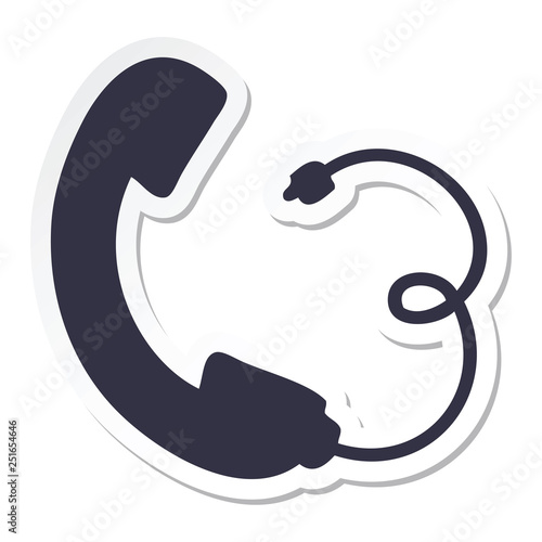 sticker of a cute cartoon telephone receiver