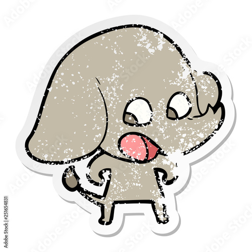 distressed sticker of a cute cartoon elephant