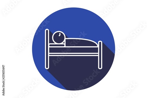 Icono azul de una silueta de una cama.