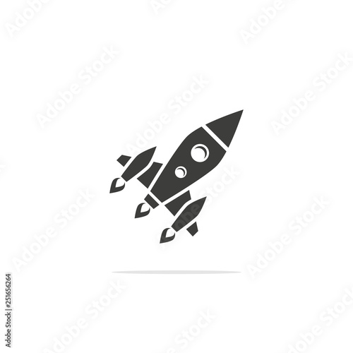 Monochrome vector illustration of rocket icon isolated on white background. photo