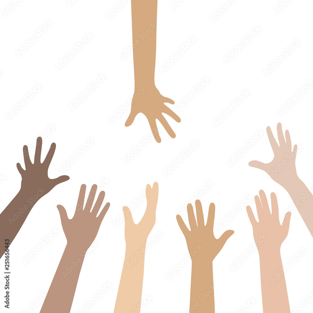 set of hands isolated on white background set of hands isolated on white background