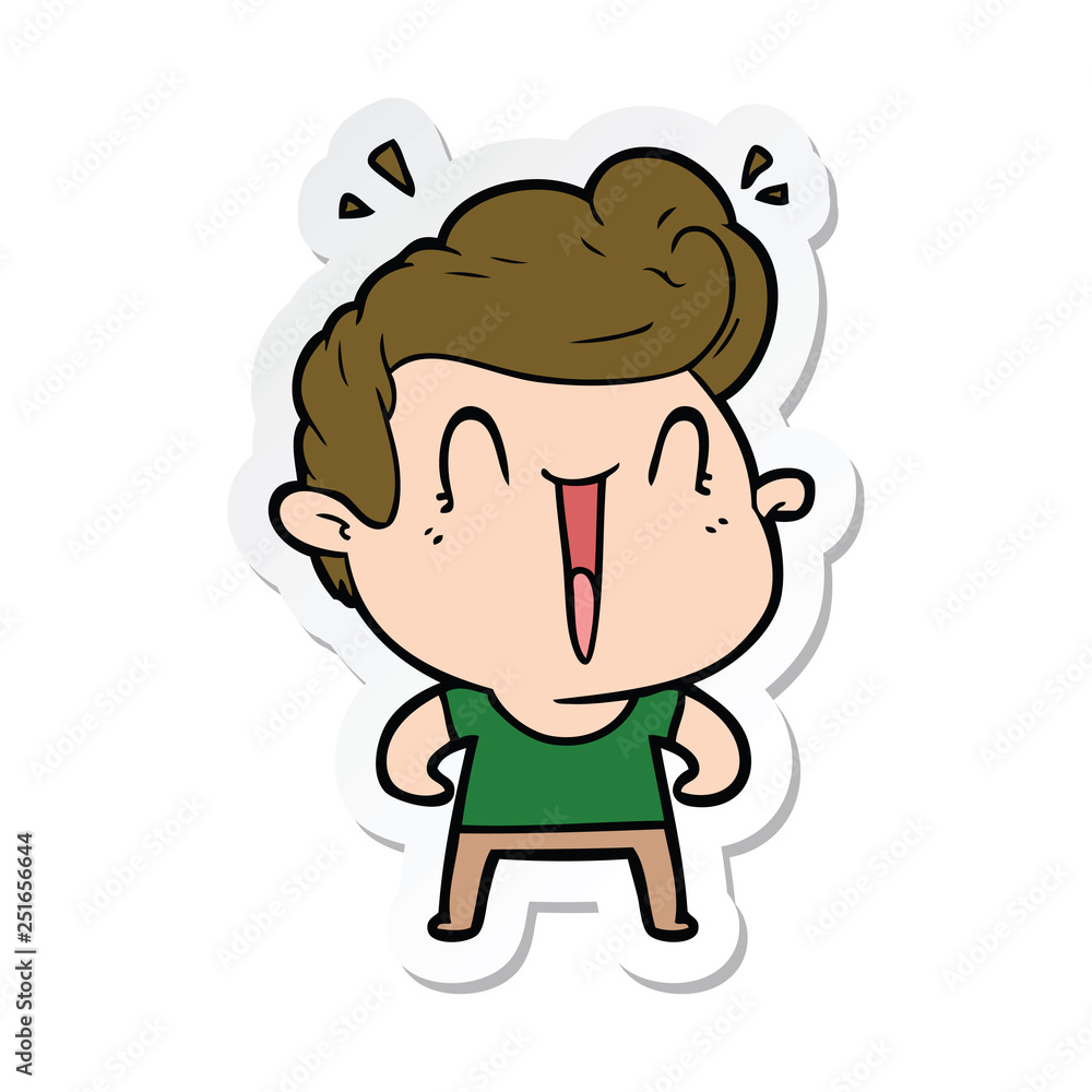 sticker of a cartoon happy man