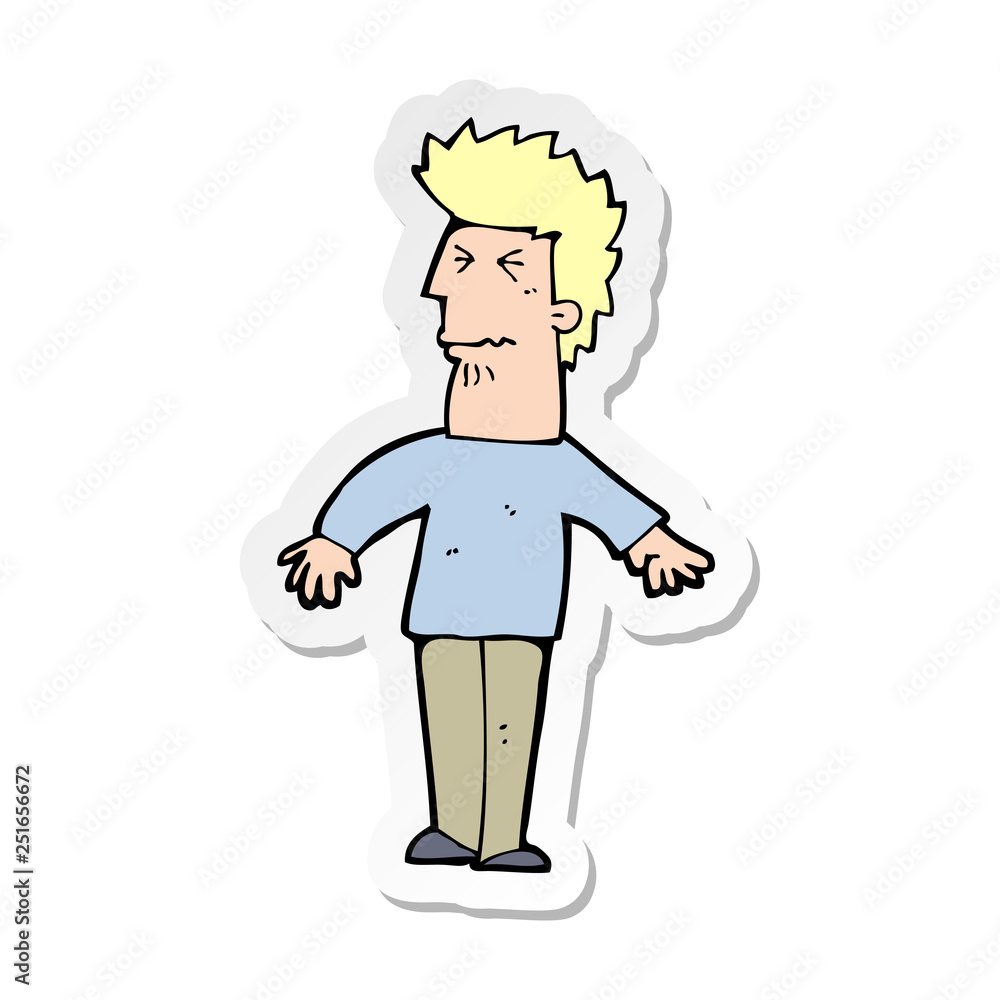 sticker of a cartoon stressed man