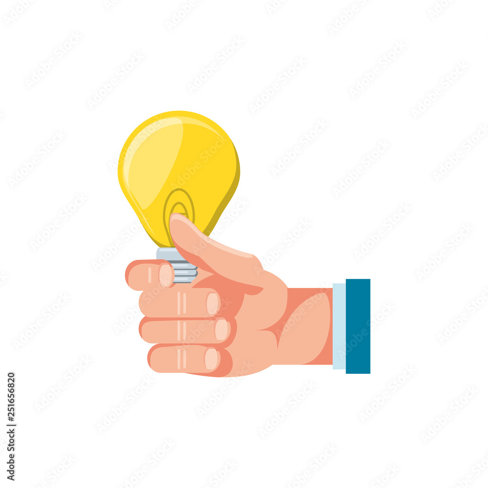 hand with light bulb isolated icon hand with light bulb isolated icon