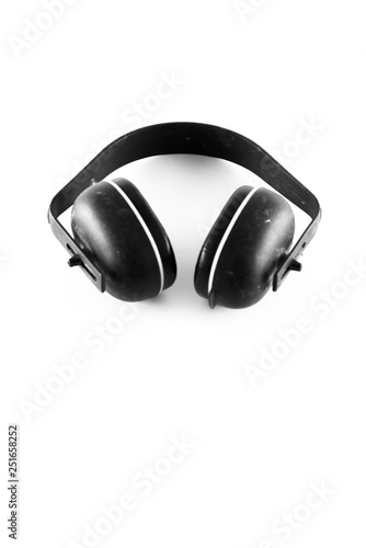 black headphones isolated on white background