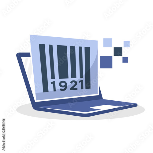 Vector illustration icon with the online bar code generator service concept
