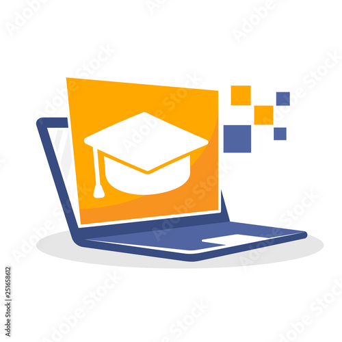 Vector illustration icon with the concept of online education services