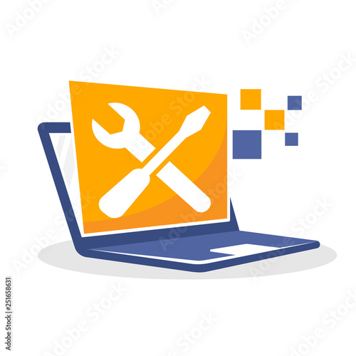 Vector illustration icon with the concept of an online repair system, online settings system, online update system