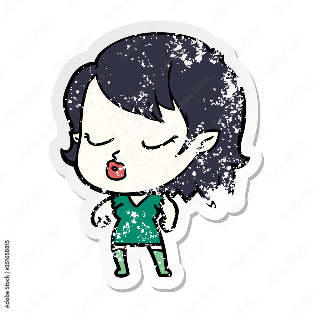 distressed sticker of a cute cartoon vampire girl distressed sticker of a cute cartoon vampire girl