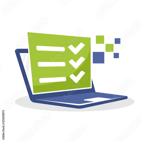 Vector illustration icon with the online survey business concept