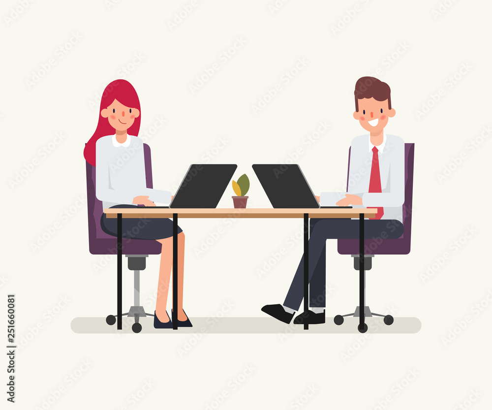 Businessman and businesswoman co working character. Animation scene business people colleague. Animation scene for motion graphic.
