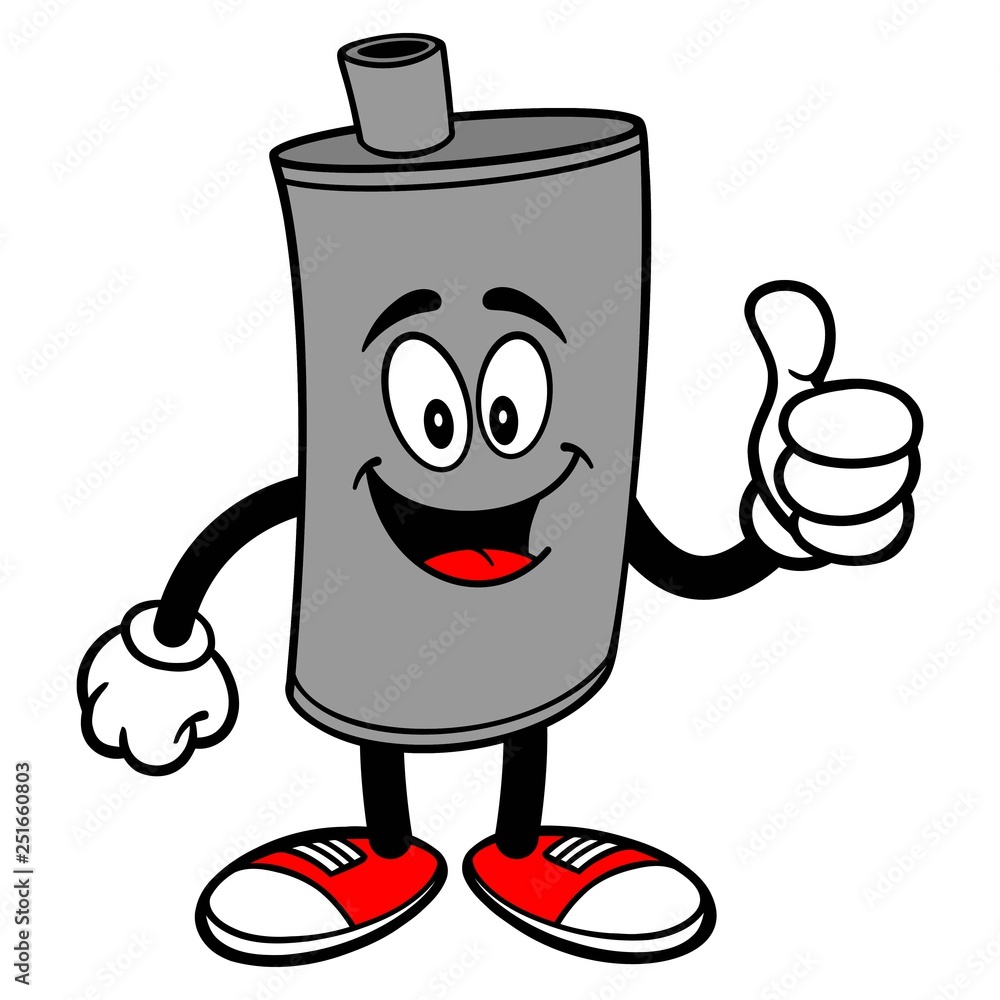 Vecteur Stock Car Muffler Mascot with Thumbs Up A vector cartoon illustration of a car muffler