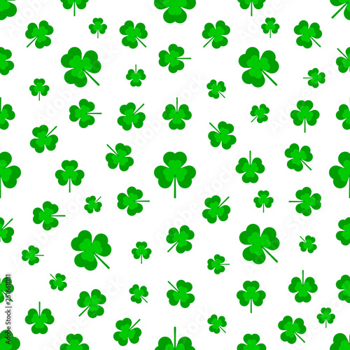 Three-leaf clover  pattern on a white background. Vector illustration