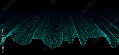 Dark background with subtle abstract waves from lines of different colors. Cover or background for presentation.