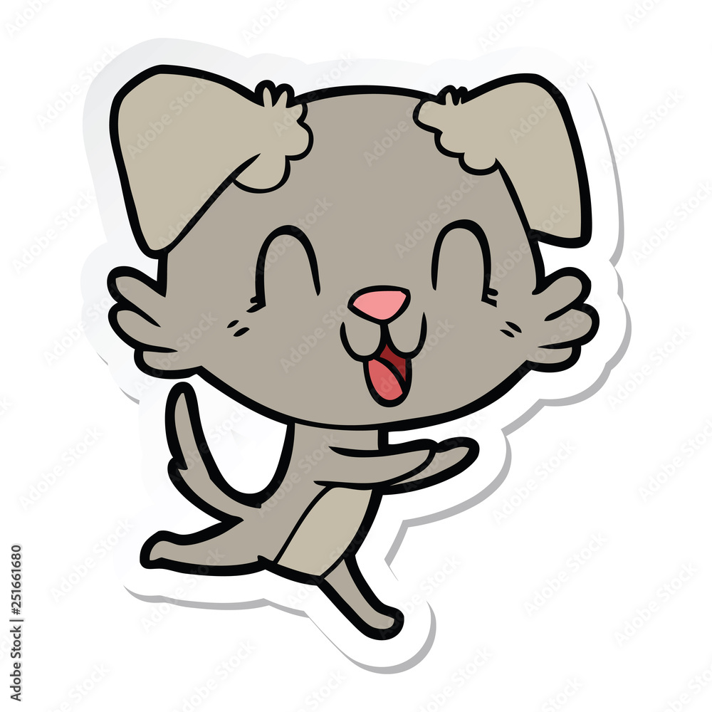 sticker of a laughing cartoon dog sticker of a laughing cartoon dog