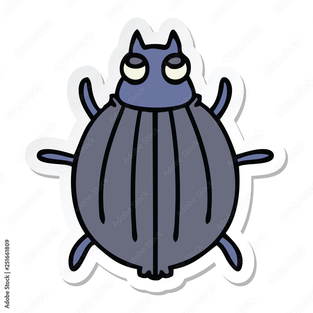 sticker of a quirky hand drawn cartoon beetle sticker of a quirky hand drawn cartoon beetle