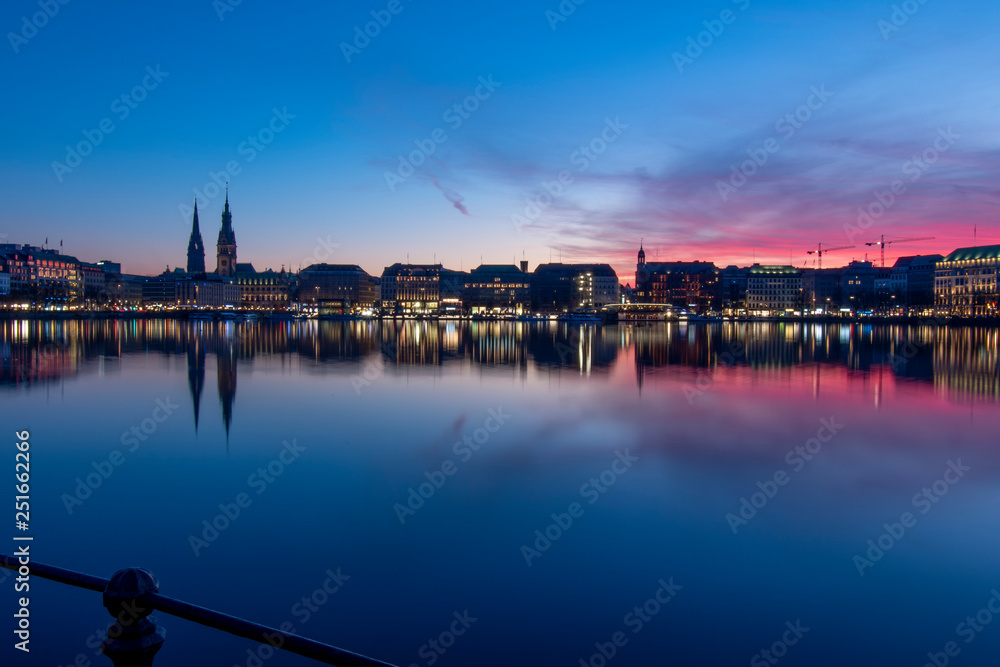 Fototapeta premium Hamburg, Germany at sunset