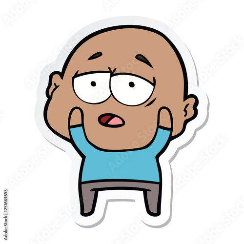 Wallpaper Mural sticker of a cartoon tired bald man Torontodigital.ca