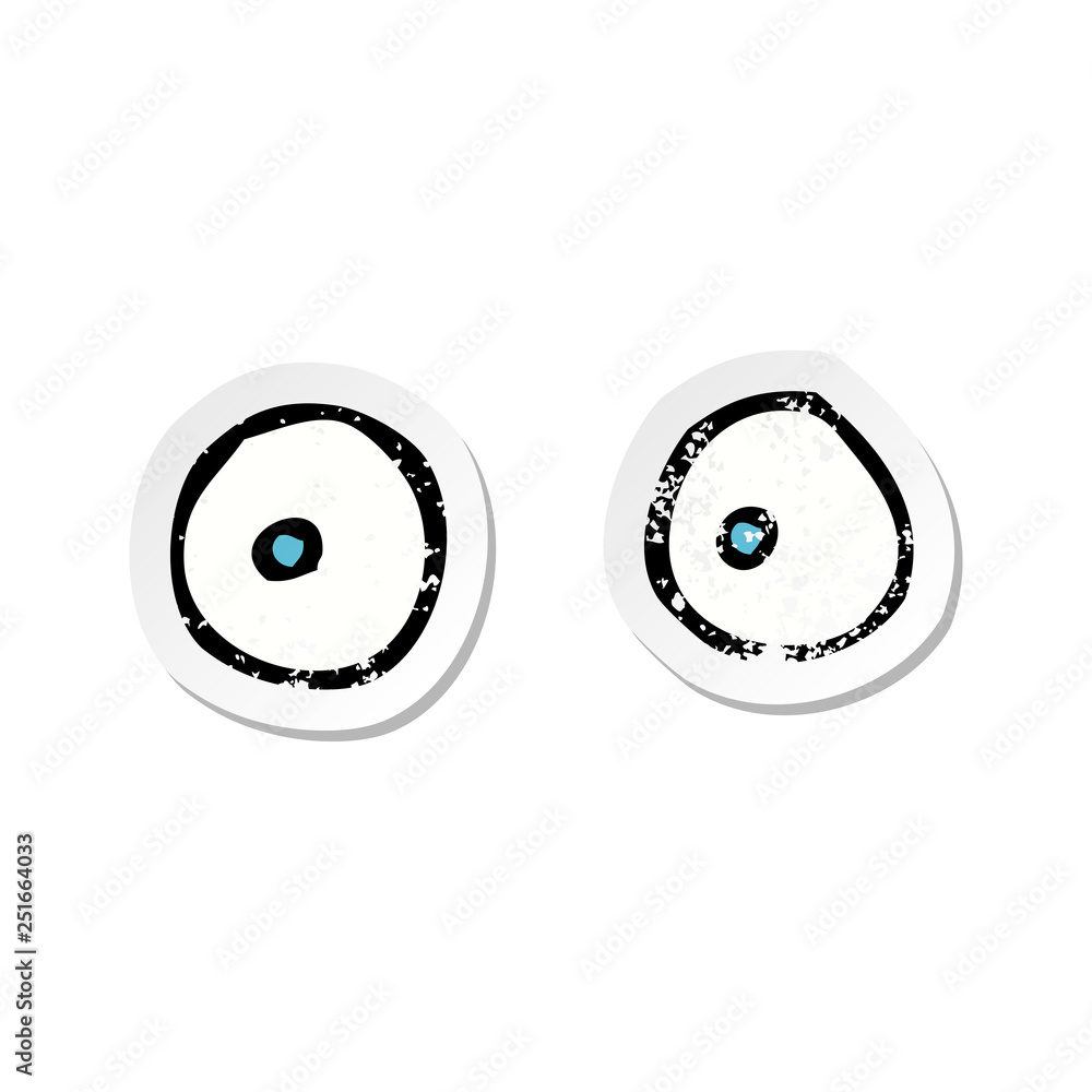 retro distressed sticker of a cartoon eyes retro distressed sticker of a cartoon eyes