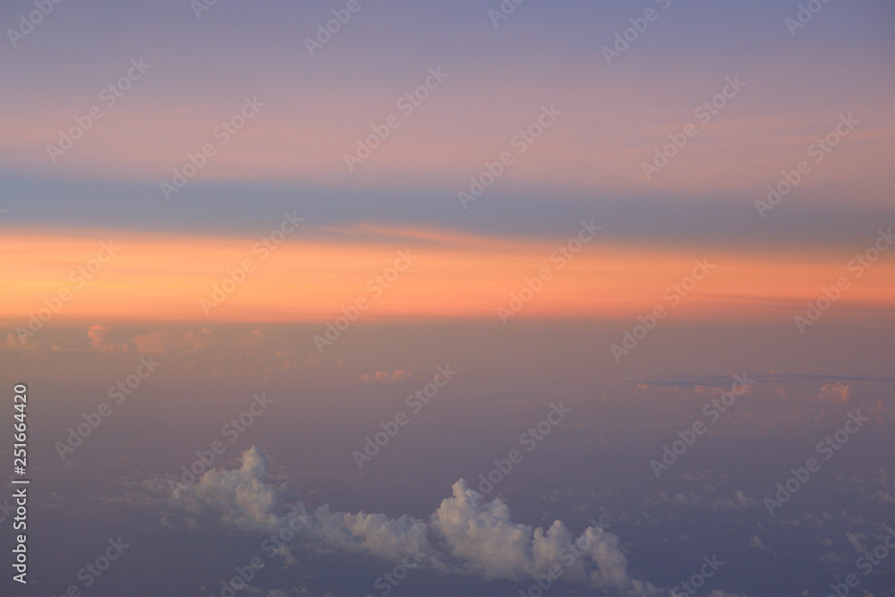 magical sunset over the clouds