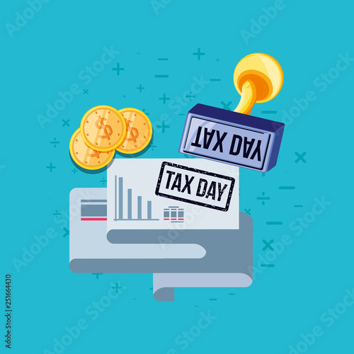 tax day with document and set icons