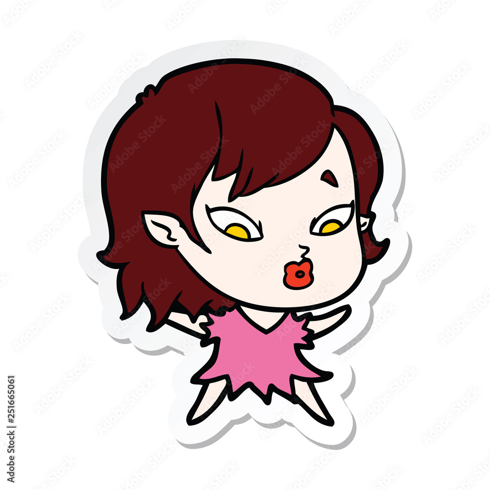 sticker of a cute cartoon vampire girl sticker of a cute cartoon vampire girl