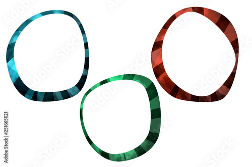 Foto Three empty frames white isolated individual elements, grunge objects, classic d